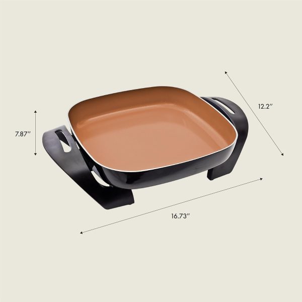 BELLA Electric Skillet and Frying Pan with Glass Lid, Nonstick Coating, Cool Touch Handles, Removable Heating Probe, Dishwasher Safe, 12 x 12 inch, Copper - Image 7