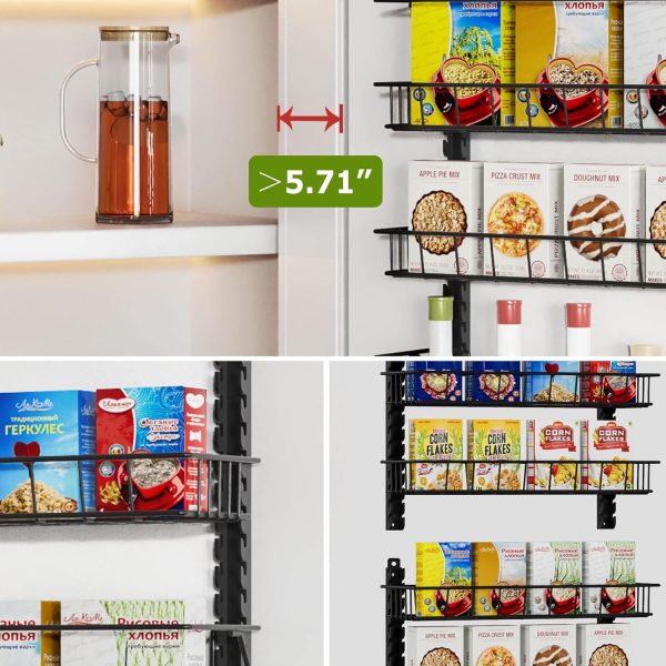 Churboro Over the Door Pantry Organizer Rack with 9 Adjustable Baskets, 9 Tiers Dual-use Hanging or Wall Mount Spice Rack Organizer, Black - Image 6