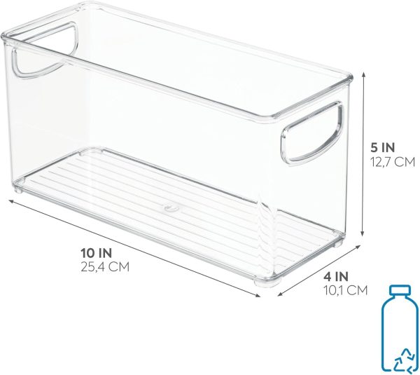Idesign Linus Bpa-Free Plastic Stackable Organizer Storage Bin With Handles For Kitchen, Pantry, Bathroom, Small,10” X 4” X 5” - Image 2