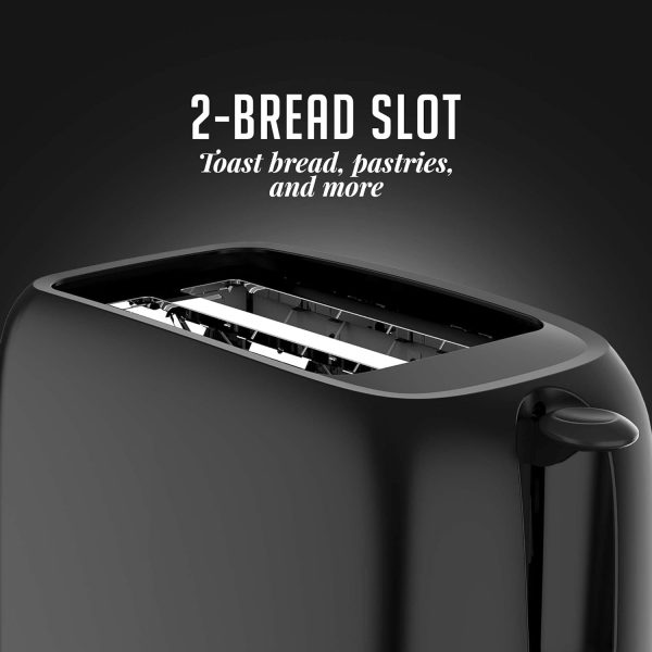 OVENTE Electric 2 Slice Toaster Machine with 6-Shade Toast Settings, 700W Power, Removable Crumb Tray and Compact Design Perfect for Toasting Bread, Bagels, Waffles and Puff Pastry, Black TP2210B - Image 3