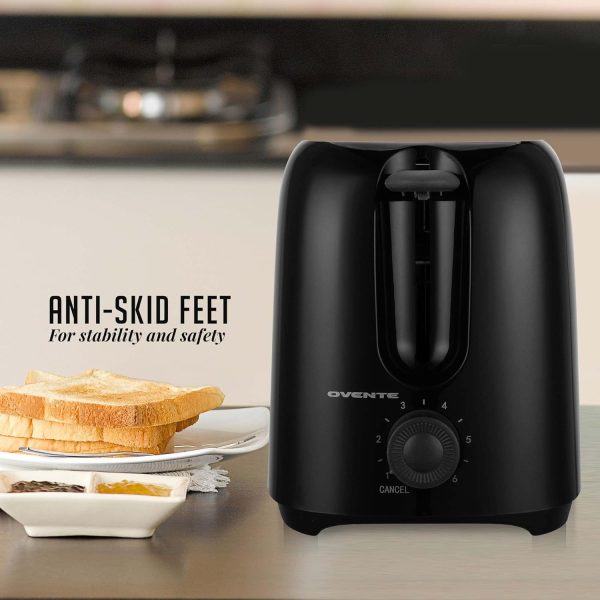OVENTE Electric 2 Slice Toaster Machine with 6-Shade Toast Settings, 700W Power, Removable Crumb Tray and Compact Design Perfect for Toasting Bread, Bagels, Waffles and Puff Pastry, Black TP2210B - Image 5