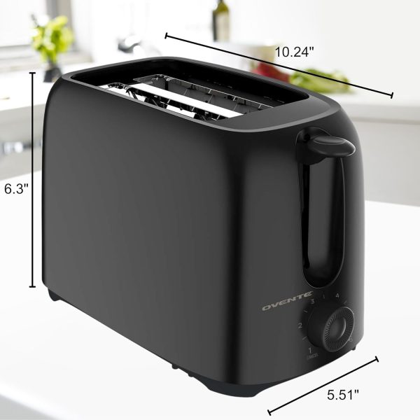 OVENTE Electric 2 Slice Toaster Machine with 6-Shade Toast Settings, 700W Power, Removable Crumb Tray and Compact Design Perfect for Toasting Bread, Bagels, Waffles and Puff Pastry, Black TP2210B - Image 6