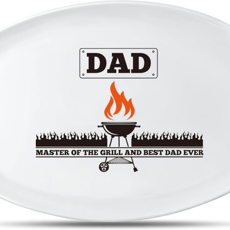 R HORSE Dad Grill Platter Gift Father BBQ Serving Tray Plate Dishes White Oval Serving Dishes Men Grandpa Dad Birthday Christmas New Year Gift for Salads Desserts Charcuterie Outdoor Indoor Cooking